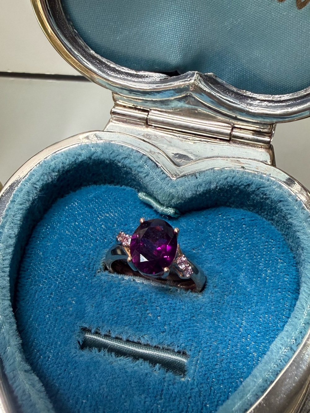 Solid 10k rose gold 2.60Ctw genuine grape garnet/pink sapphire